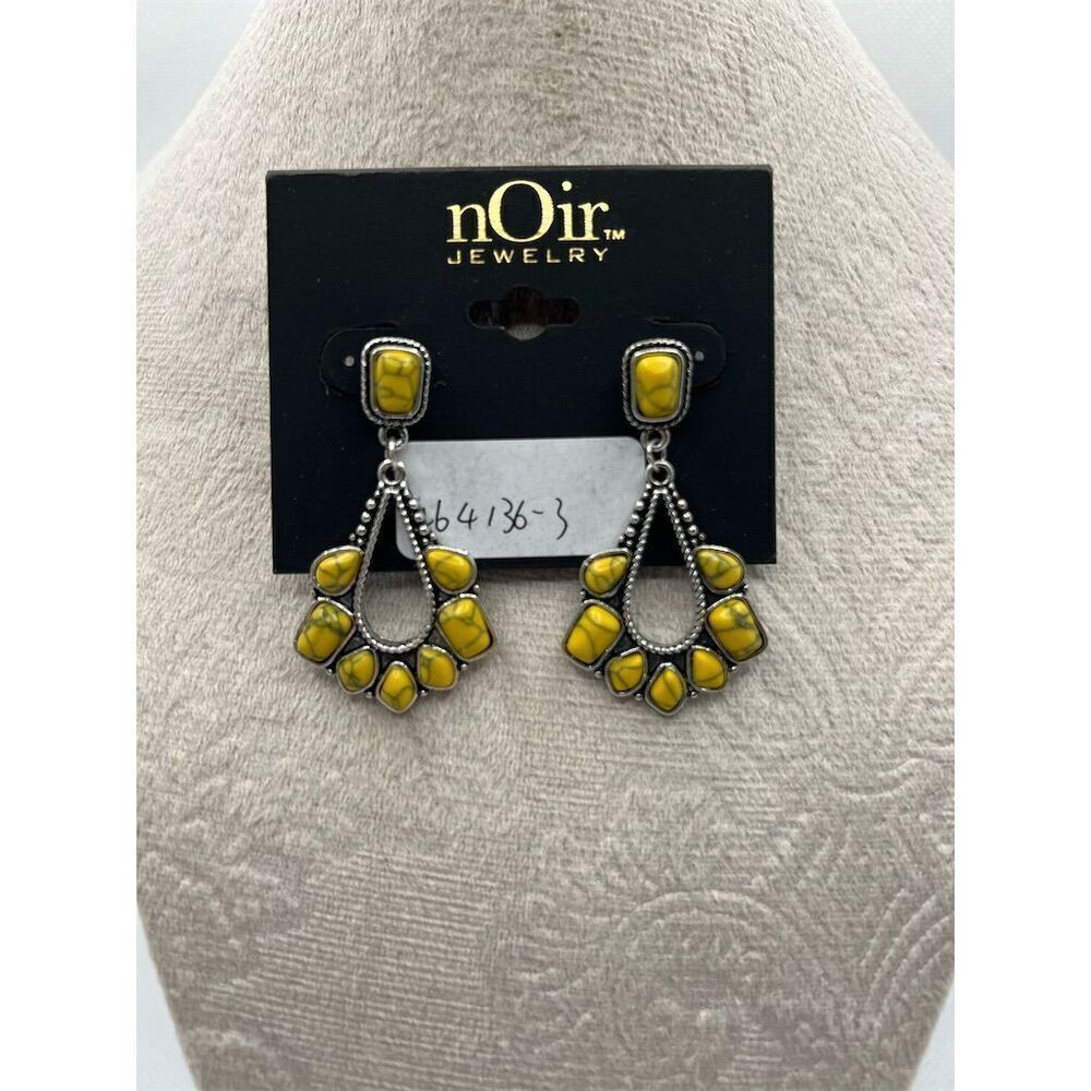 nOir Jewelry Vintage Yellow Teardrop Dangle Earrings O27
